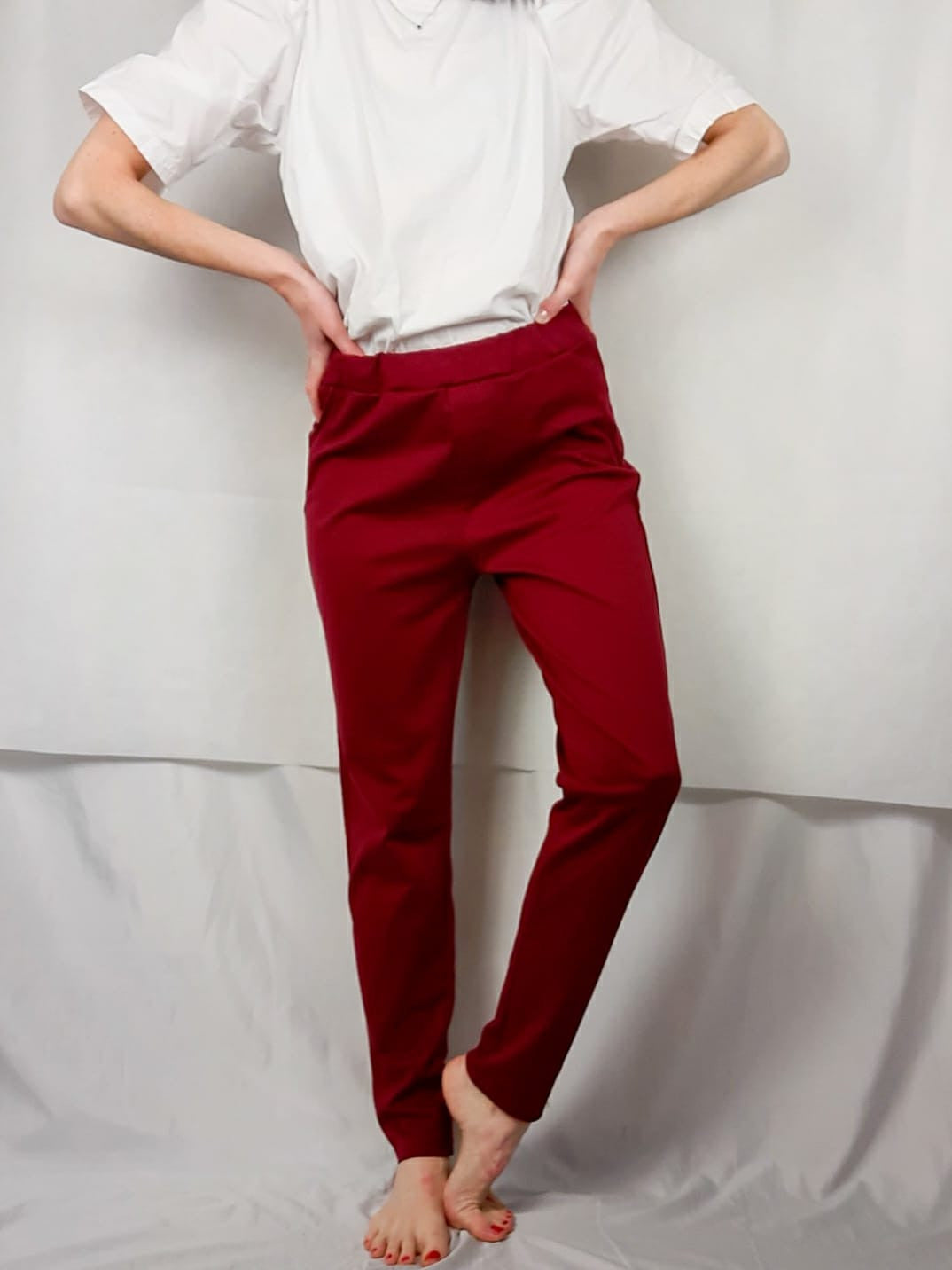 VALENTINA. Stretch burgundy trousers Tl