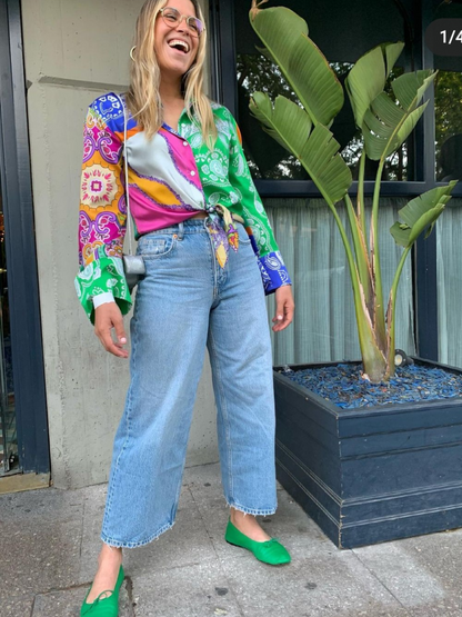 ZARA.Multi-print bow blouse TM (Tara)