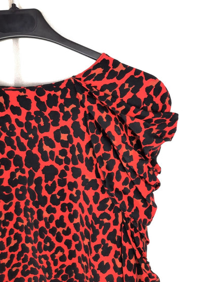 ZARA. Blusa roja animal print T.m