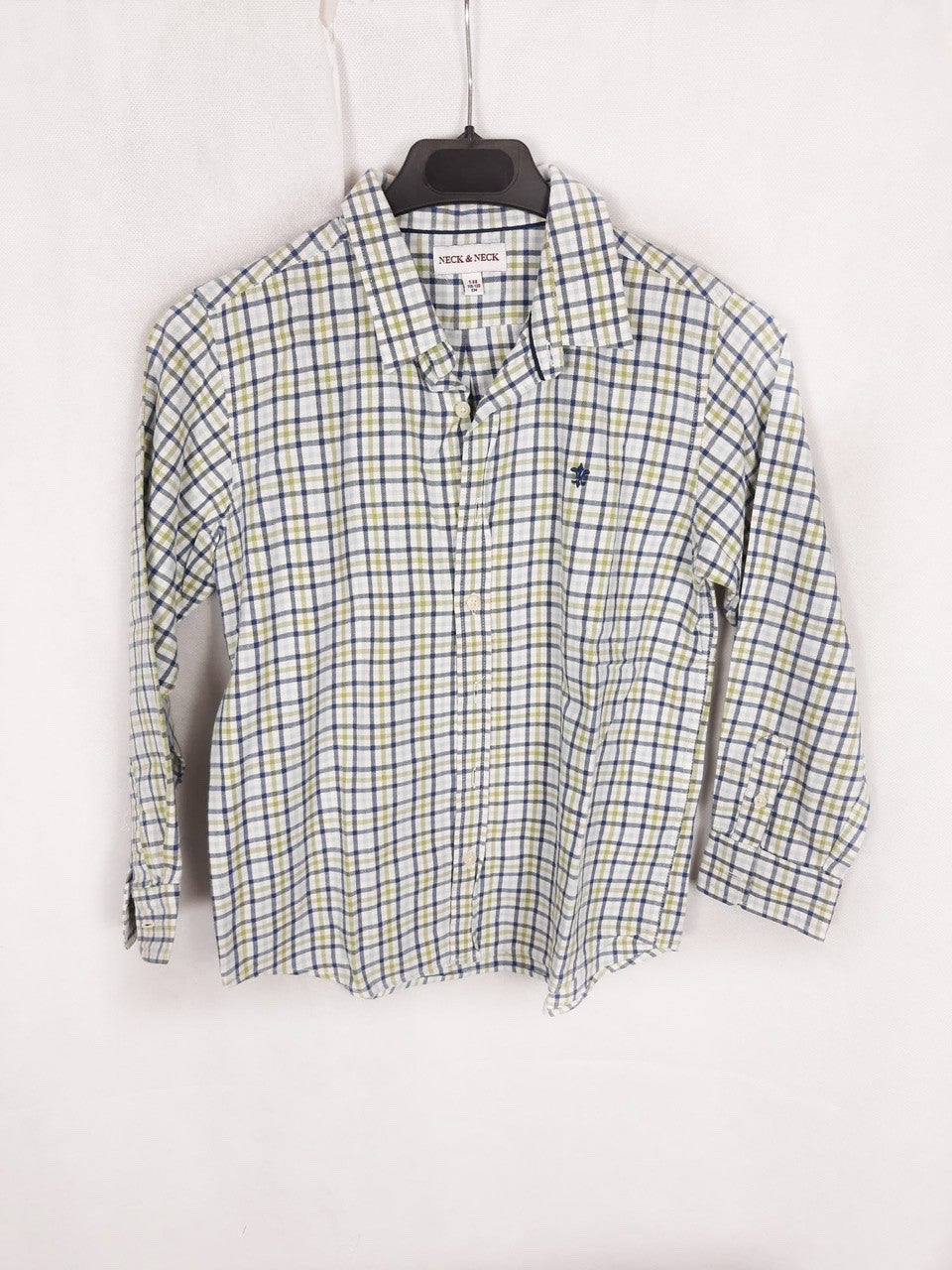 NECK&amp;NECK. Brown and green checked shirt, size 8 years
