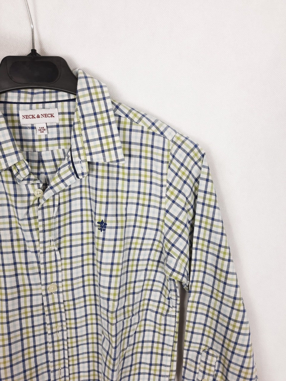 NECK&amp;NECK. Brown and green checked shirt, size 8 years