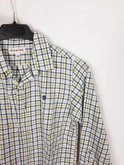 NECK&amp;NECK. Brown and green checked shirt, size 8 years