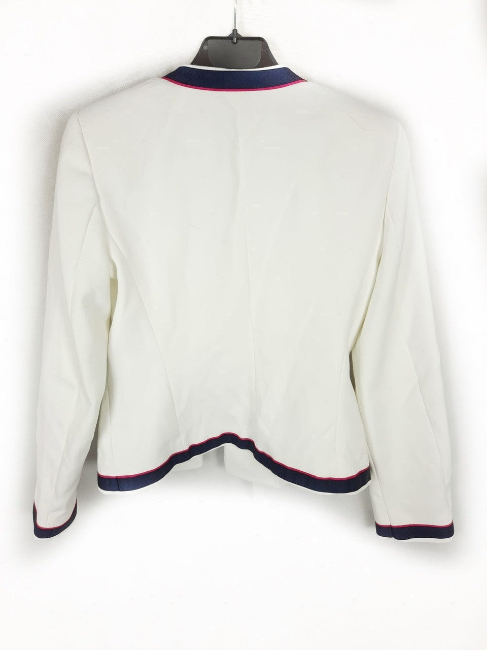 ZARA. Chaqueta blanca rayas azul y rosa T.xs
