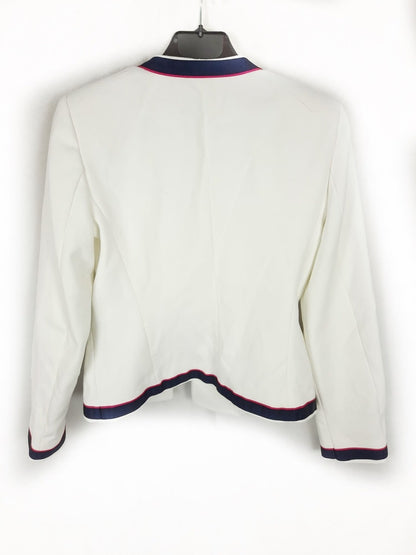 ZARA. Chaqueta blanca rayas azul y rosa T.xs