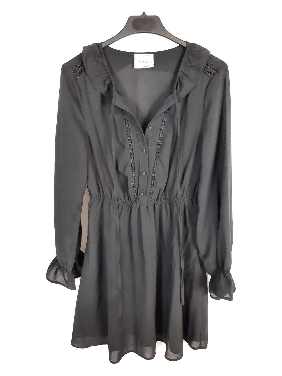 LOVE M. vestido negro plumeti T.s