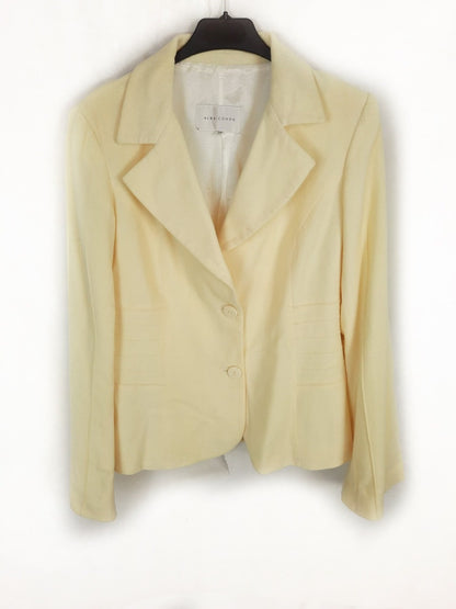 ALBA CONDE. Pale yellow textured blazer, size 38
