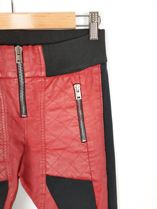 IRO. pantalon doble textura negro y rojo T.36