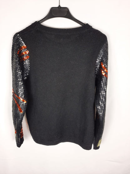 UTERQÜE. jerse negro lentejuelas T.s