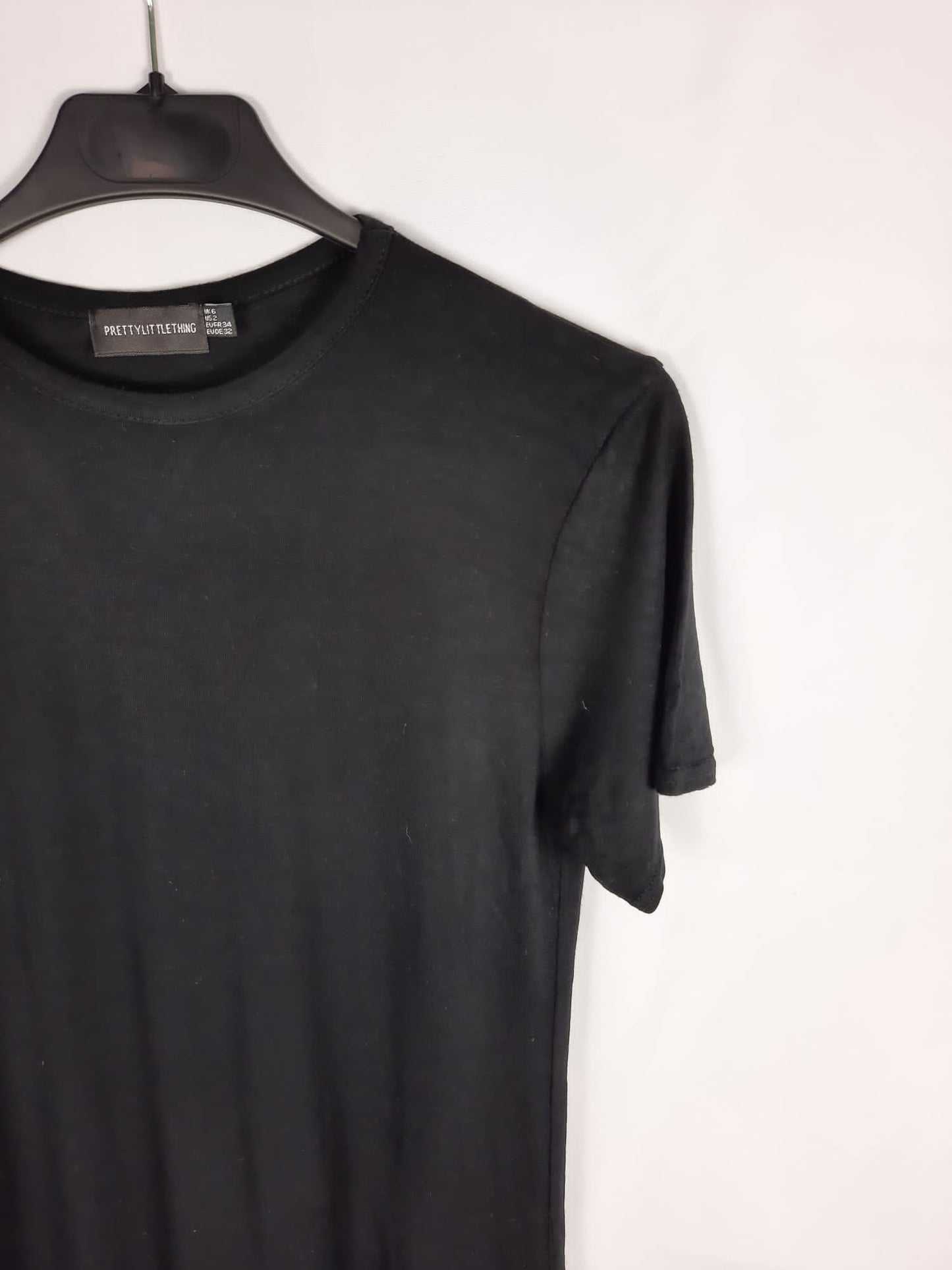 PRETTYLITTLETHING. Black long dress/shirt size 34