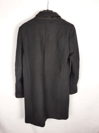 ZARA.Abrigo negro paño T.s