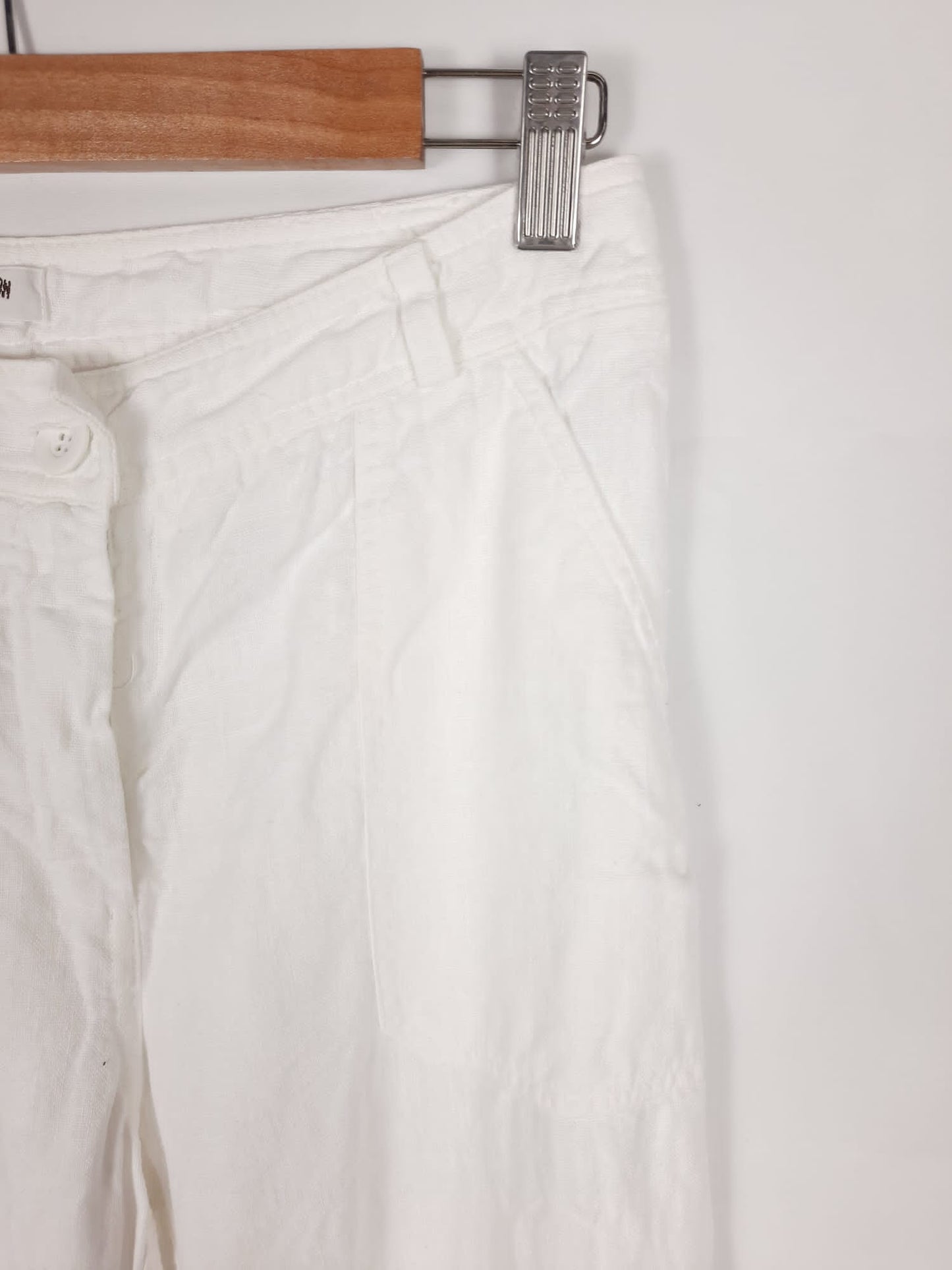 SYSTEMATION. pantalon blanco roto lino t.36