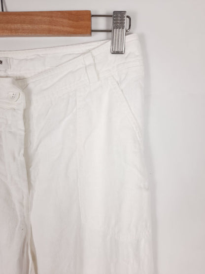 SYSTEMATION. pantalon blanco roto lino t.36