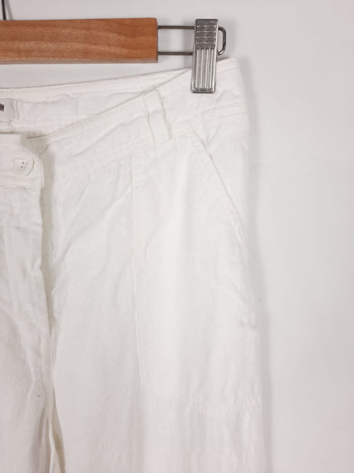 SYSTEMATION. pantalon blanco roto lino t.36