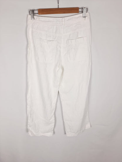 SYSTEMATION. pantalon blanco roto lino t.36