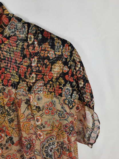 ZARA. semi-transparent flower printed blouse TL