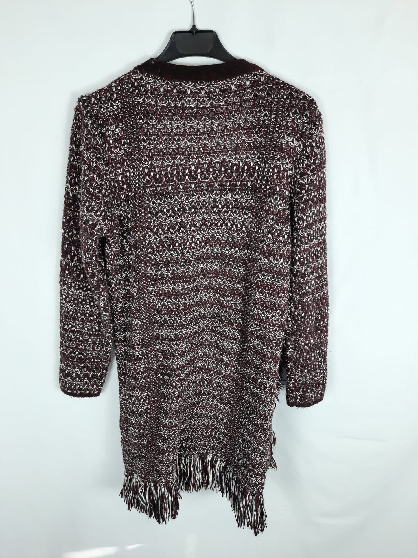 FLORENCIA.Cárdigan burdeos flecos TU