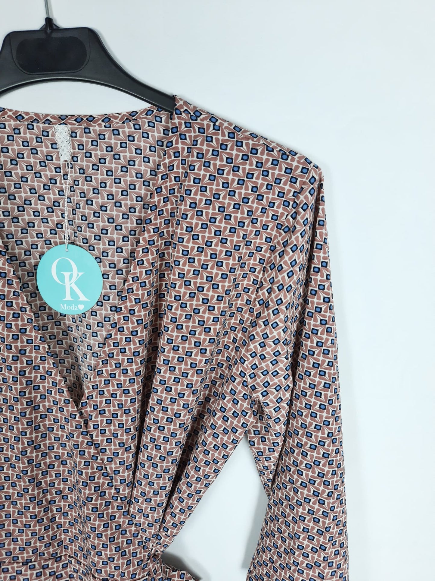 MOOD.Vestido print cruzado burdeos TU