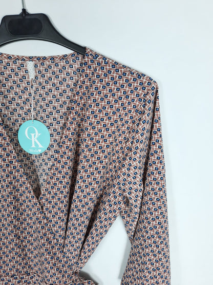 MOOD.Vestido print cruzado burdeos TU