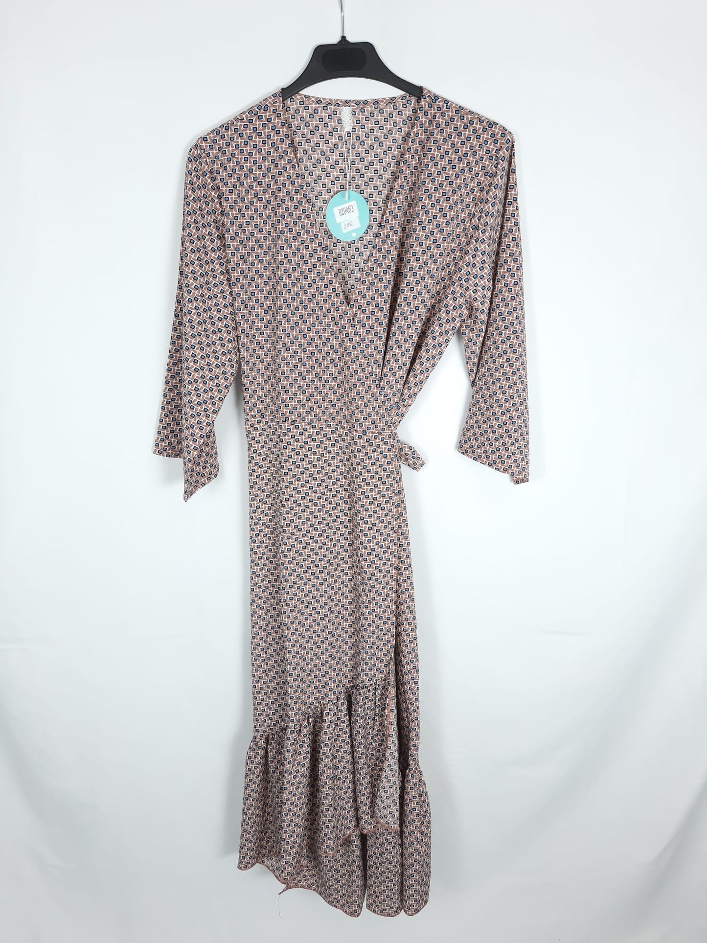 MOOD.Vestido print cruzado burdeos TU