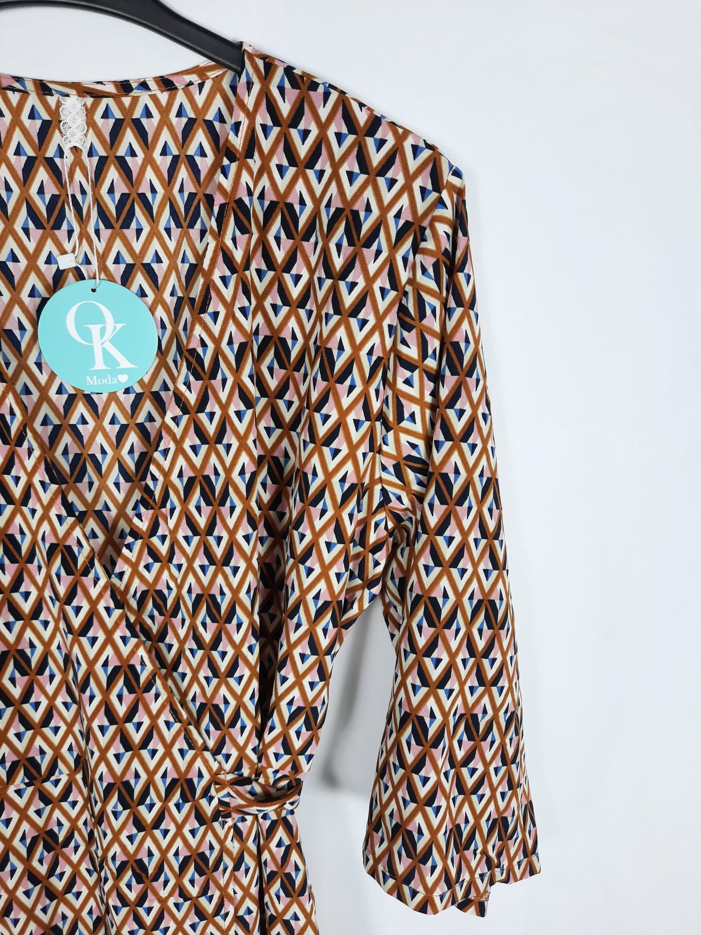 MOOD.Vestido print cruzado rombos TU