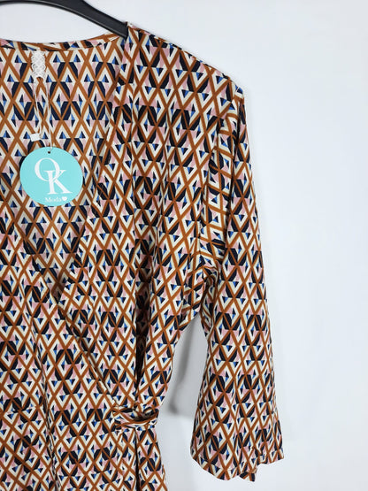 MOOD.Vestido print cruzado rombos TU