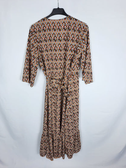 MOOD.Vestido print cruzado rombos TU