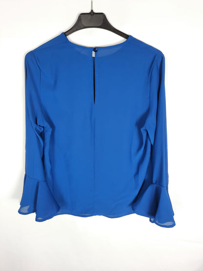 MOOD.Blusa azul volantes T.m