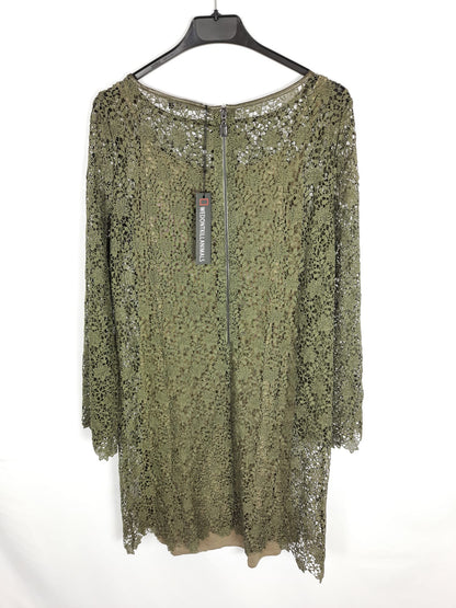WDKA.Vestido verde caqui encaje T.m