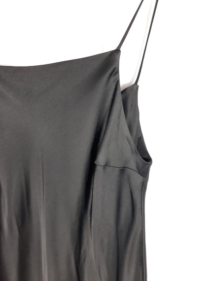 ZARA. vestido largo negro satinado tirantes T.l