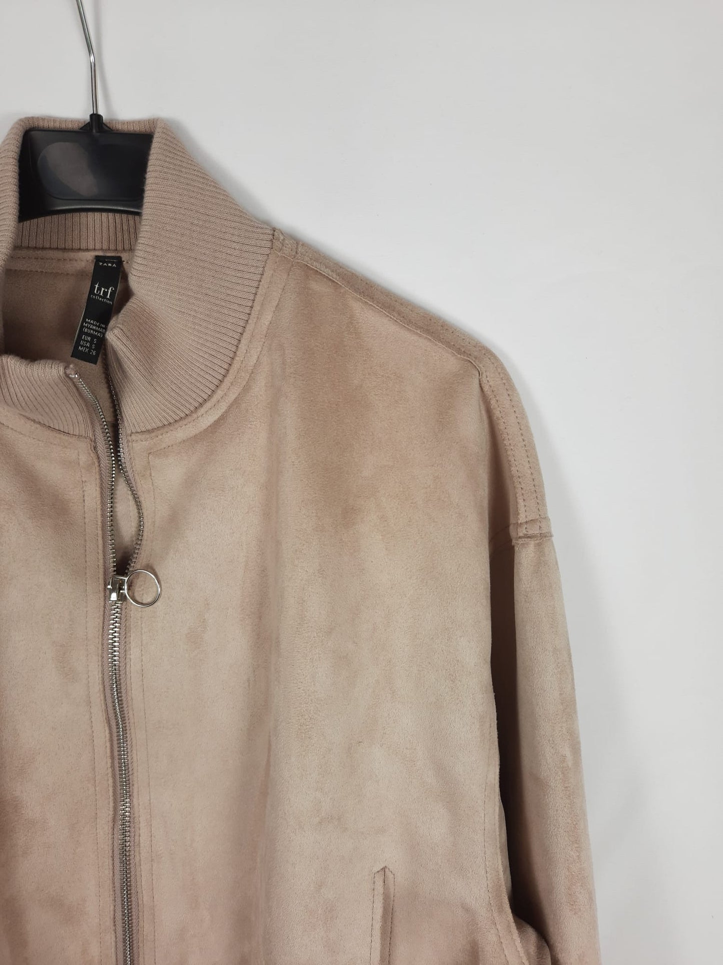 ZARA. Camel suede bomber jacket Ts