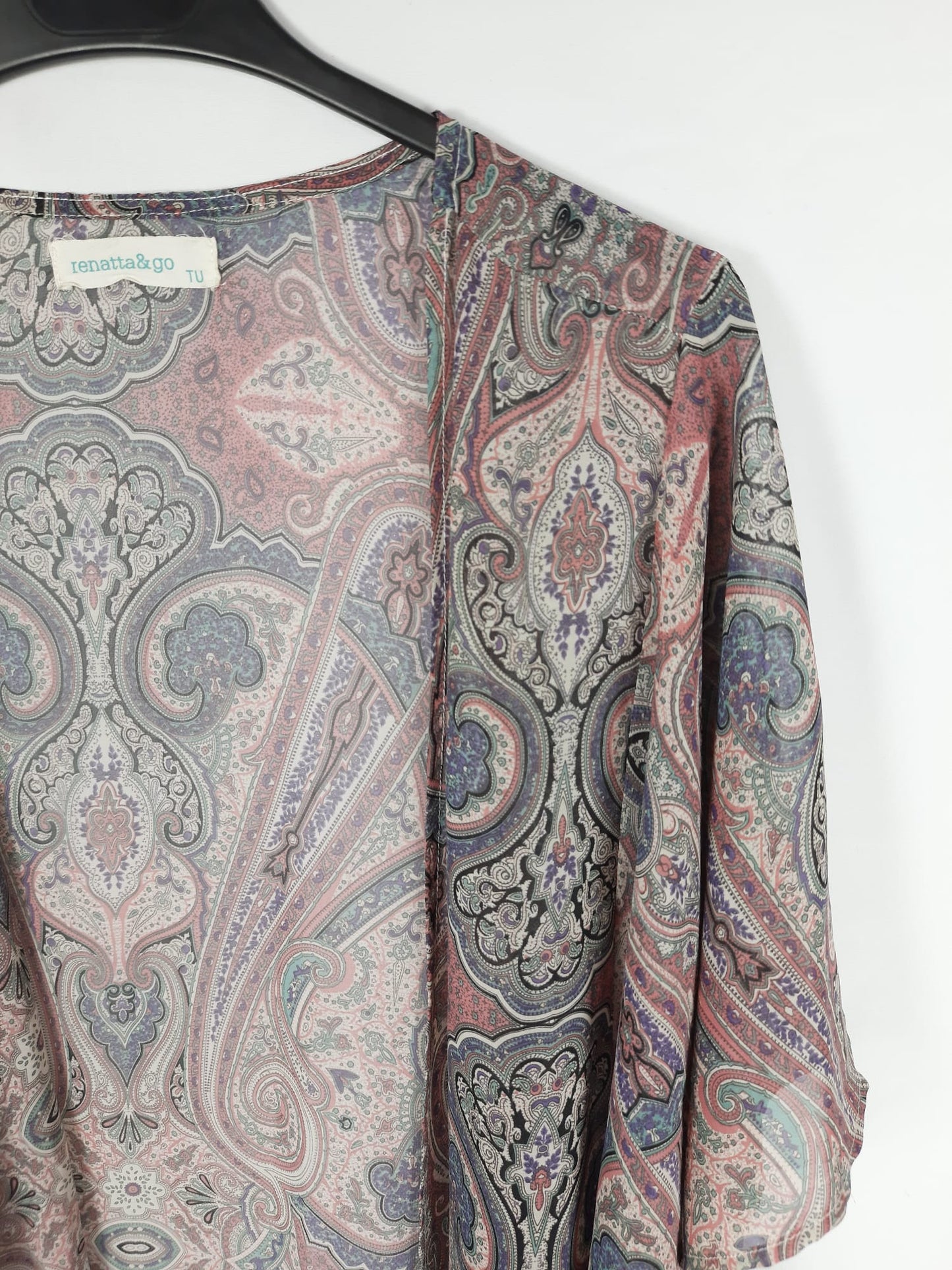 RENATTA&GO. kimono rosa estampado T.m/l