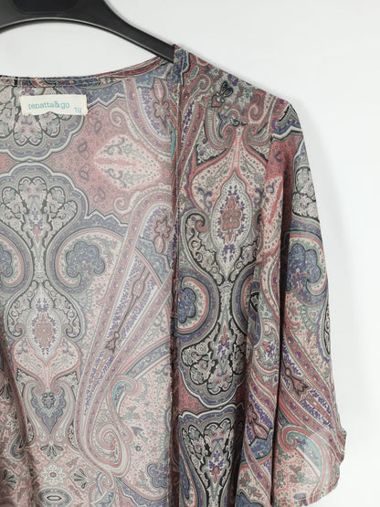 RENATTA&GO. kimono rosa estampado T.m/l