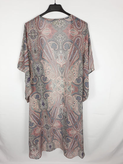 RENATTA&GO. kimono rosa estampado T.m/l
