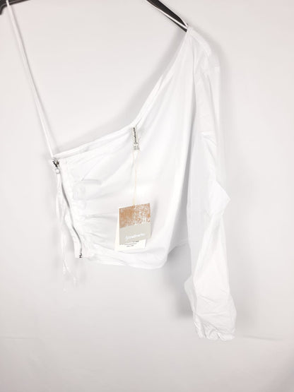 STRADIVARIUS.Top blanco asimétrico T.m