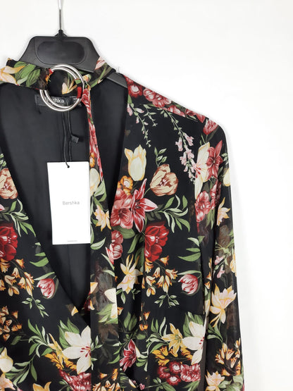 BERSHKA. Vestido asimetrico esstampado T.l