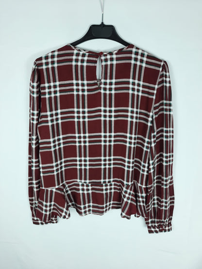 MANGO. Blusa cuadros T.m