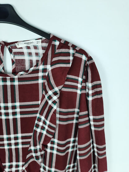 MANGO. Blusa cuadros T.m