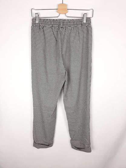 STRADIVARIUS. pantalon pata de gallo gris y blanco T.s