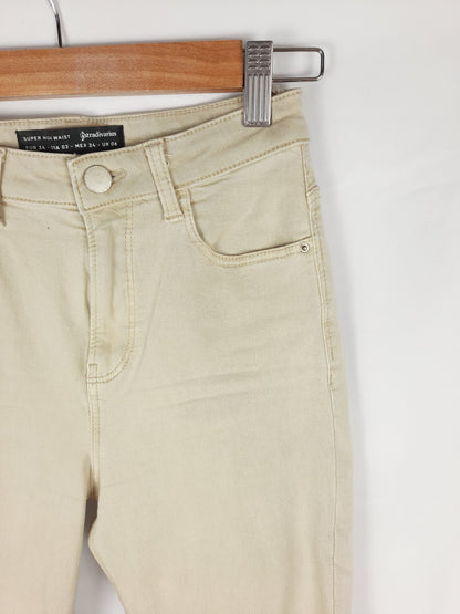 STRADIVARIUS. beige high waist pants T.34