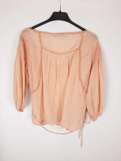 ZARA. Blusa rosa ibicenca T.l