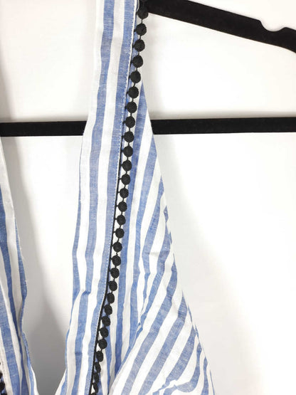 ZARA. Camisa asimetrica de rayas azules y blancas T.l