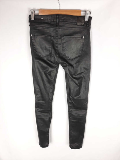MANGO. Black waxed trousers, size 34