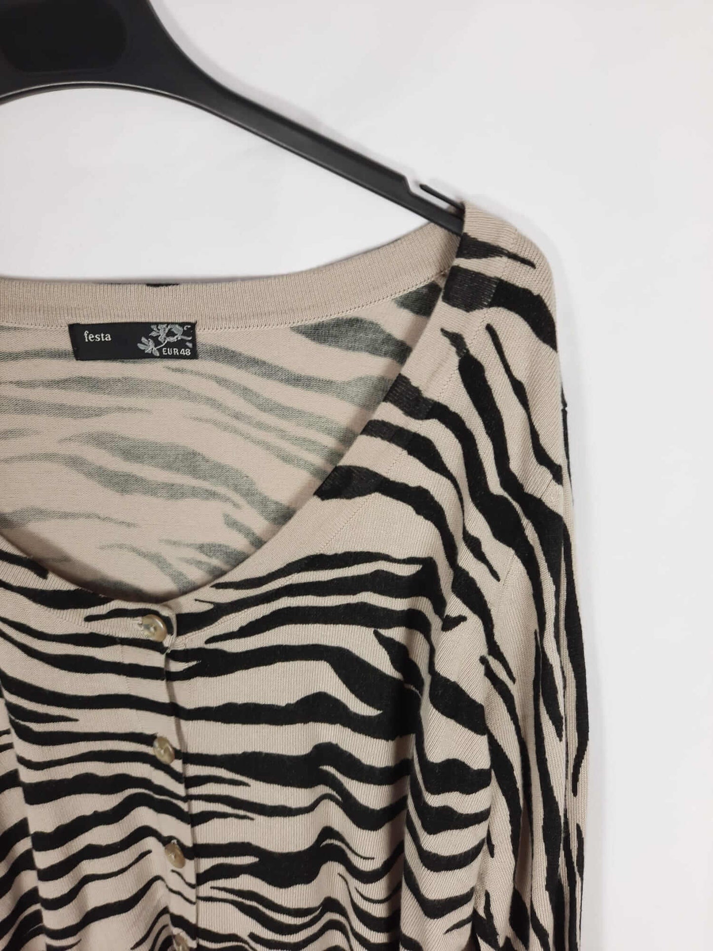 FESTA. Zebra-print cardigan jacket, size 48