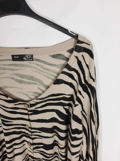 FESTA. Zebra-print cardigan jacket, size 48