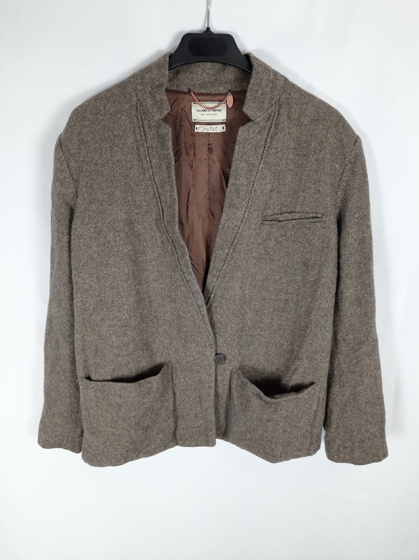 OTHERS. Brown herringbone blazer jacket, size 38