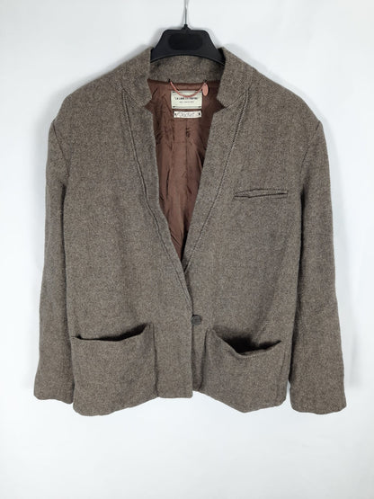 OTHERS. Brown herringbone blazer jacket, size 38