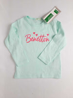 BENETTON. Camiseta verde agua T.9-12 m