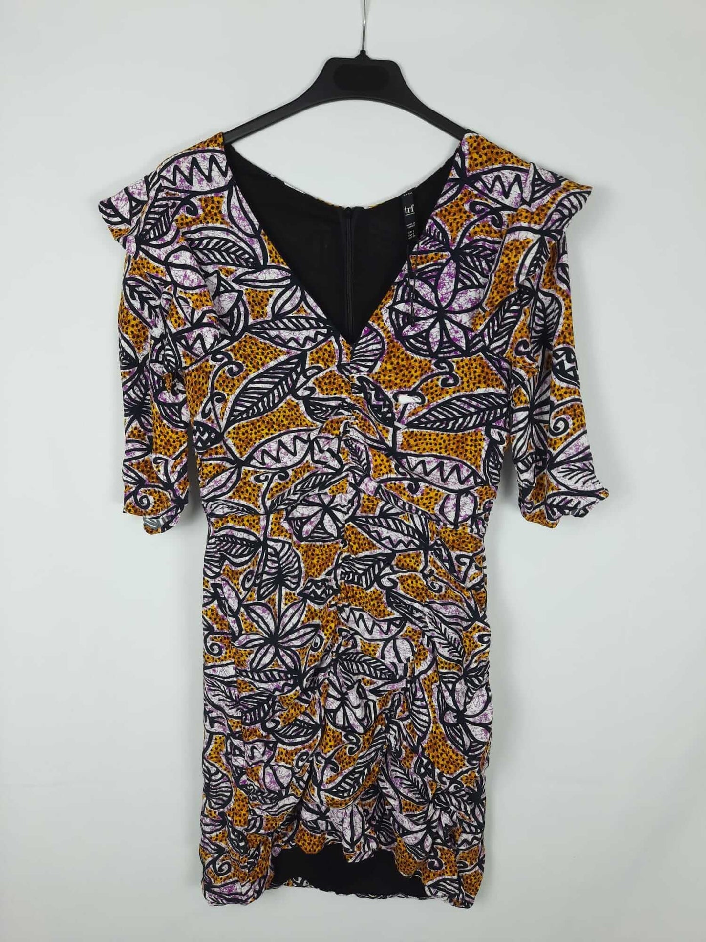 ZARA. Short pink leaf print dress Ts