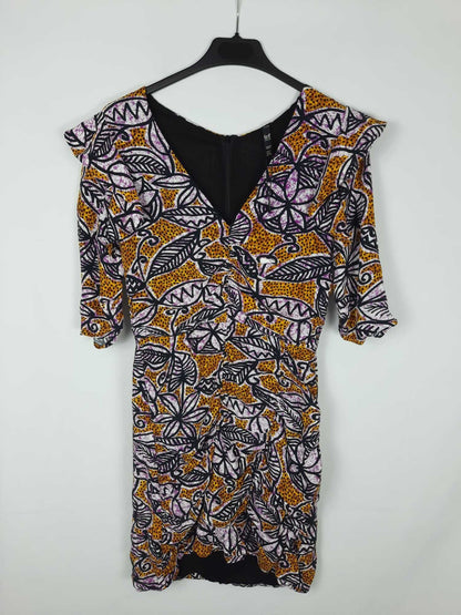 ZARA. Short pink leaf print dress Ts