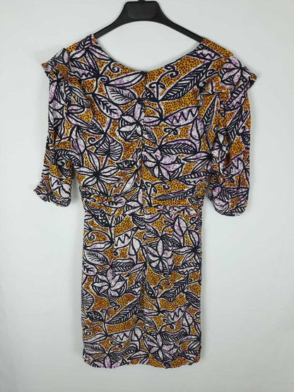 ZARA. Short pink leaf print dress Ts